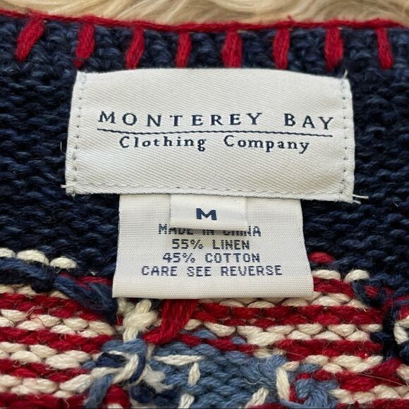 American flag knitted Monterey bay linen blend sweater - Picture 3 of 6
